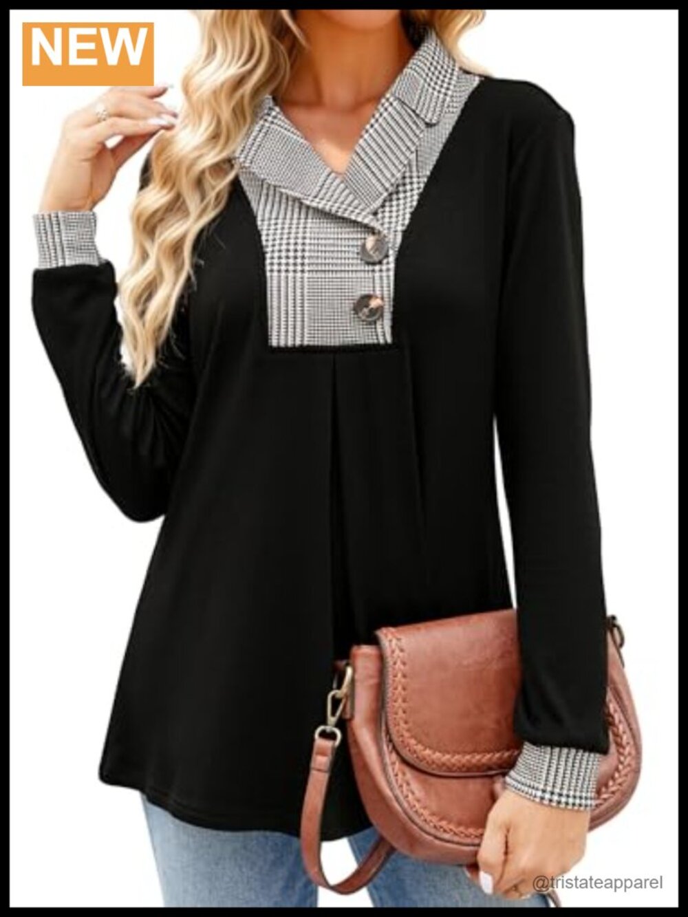 Long Sleeve Tunic Top for Leggings Button Notch Collar Pullover Sweatshirt